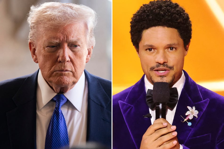 Donald Trump (l.) threatened legal action against Trevor Noah (r.) after the comedian referenced the president's relationship with Jeffrey Epstein during the 2026 Grammys.