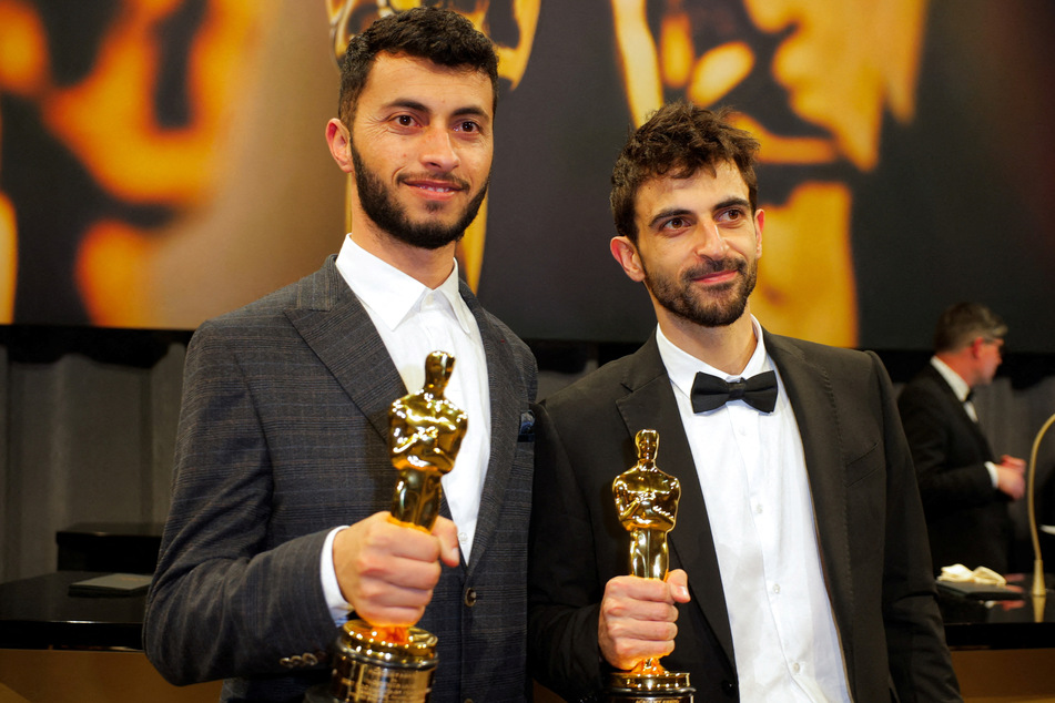 Oscar-winning Palestinian director Basel Adra (l.) sounded the alarm at the UN on Thursday over escalating Israeli violence in the West Bank.