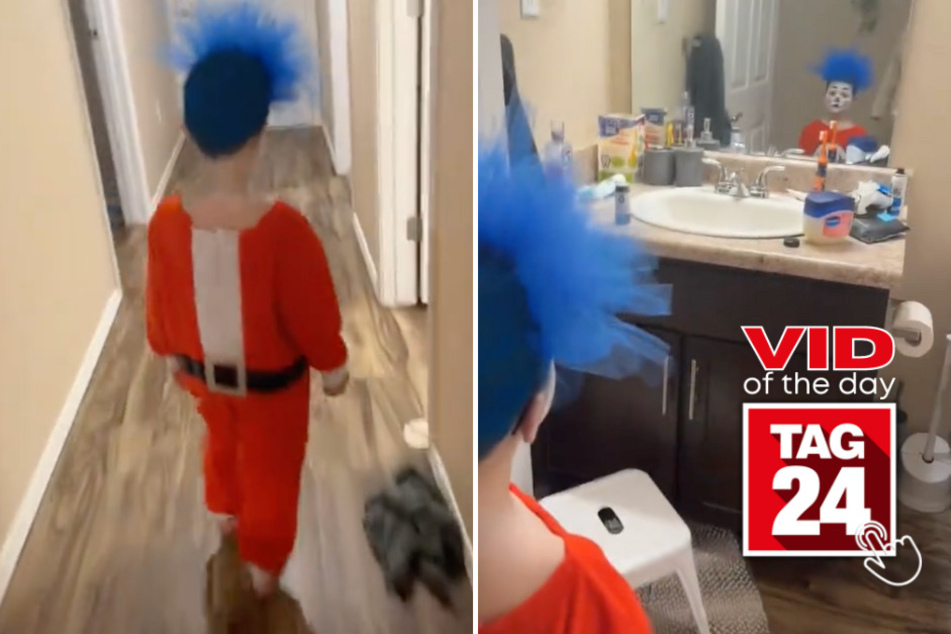 Viral Video of the Day for March 15, 2024: Boy gives too-real reaction to homemade costume: "Stop laughing!"