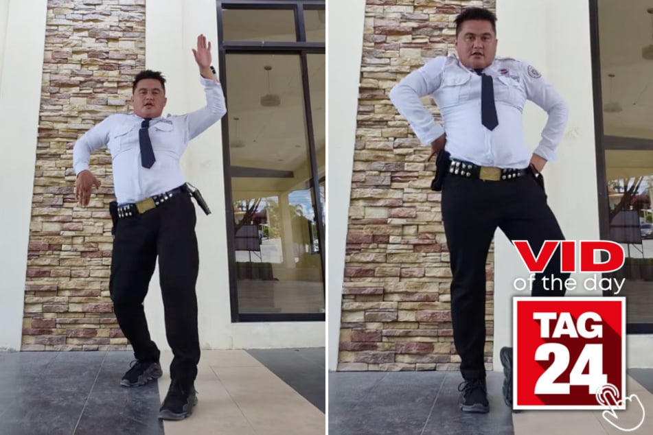 Today's Viral Video of the Day features a security guard who broke it down while he was on a shift!