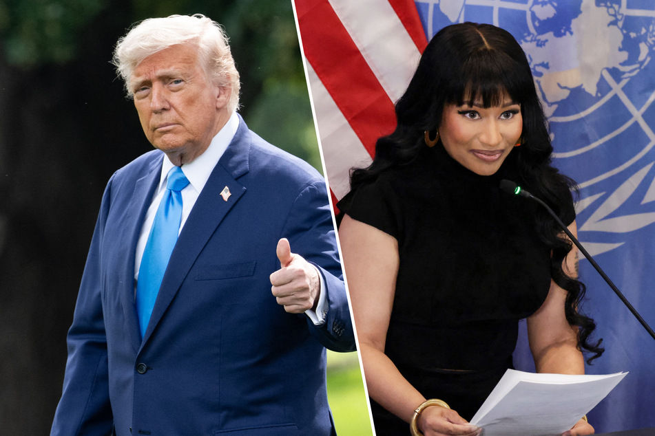 Rapper Nicki Minaj (r.) backed the Trump administration's stance on the alleged persecution of religious minorities in Nigeria – claims the government there has denied.