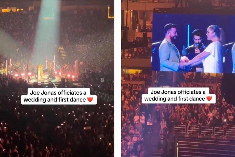 Joe Jonas officiates bandmate's wedding onstage during concert