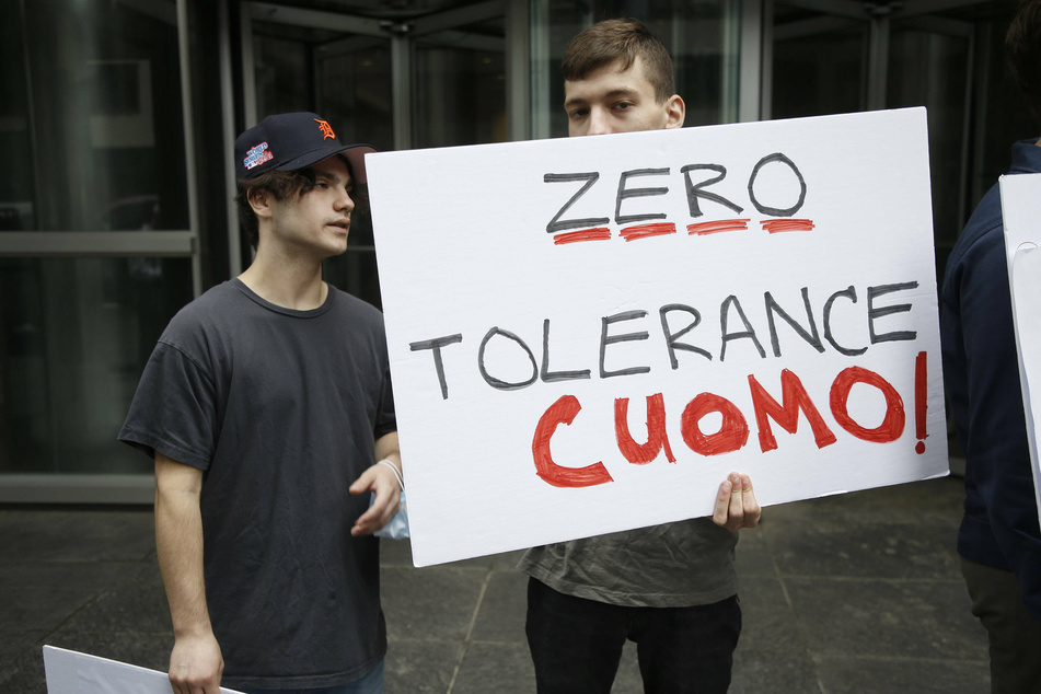 Protesters gathered in front of Governor Andrew Cuomo's office last week calling for his removal amid sexual harassment allegations made by several women.