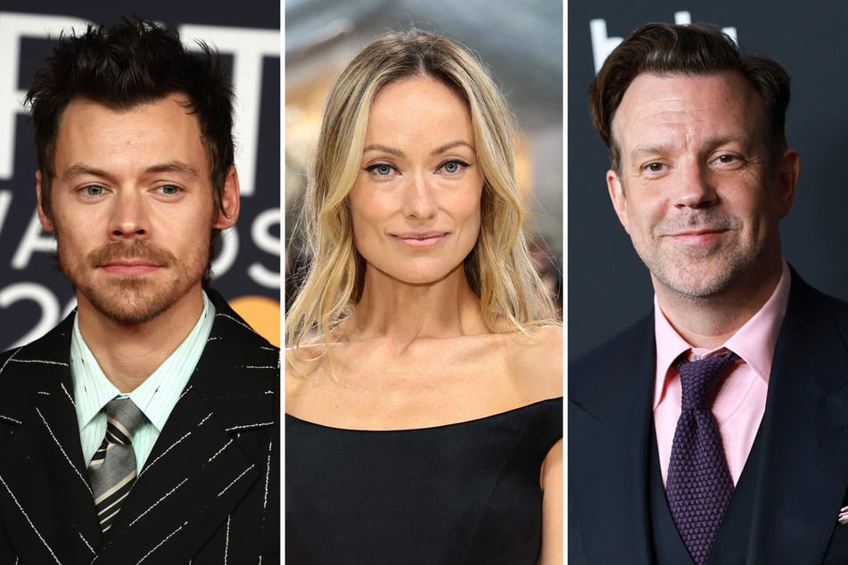 Olivia Wilde (c.) spilled the tea on her relationships with Harry Styles (l.) and Jason Sudeikis in a new podcast interview.