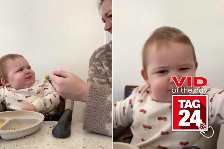 Viral Video of the Day for February 23, 2025: Baby says "no way" to peaches with hilarious reaction