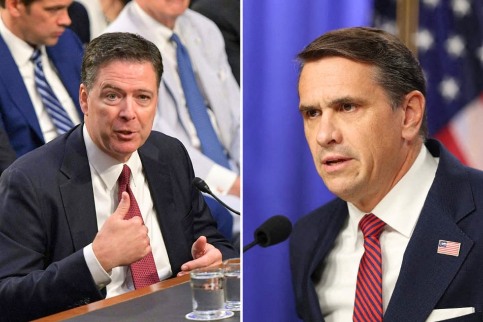 Trump's Justice Department, led by Attorney General Todd Blanche (r) defended its claim that James Comey (l) called for the assassination of the president on social media.