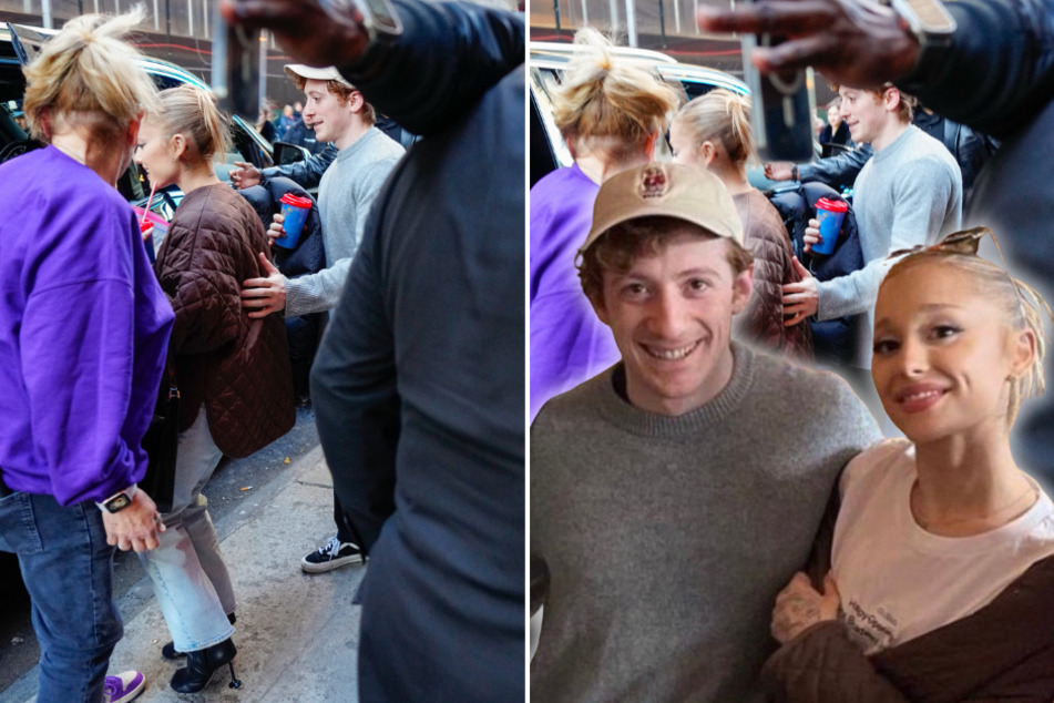 Ariana Grande (r.) stopped by rumored boyfriend Ethan Slater's (l.) final performance in Spamalot on Broadway.