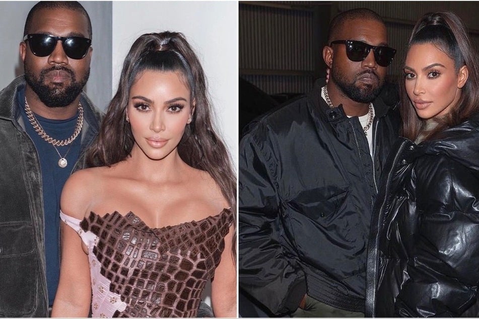 Kim Kardashian attended her estranged husband Kanye West's live-streamed album-release party on Thursday (collage).