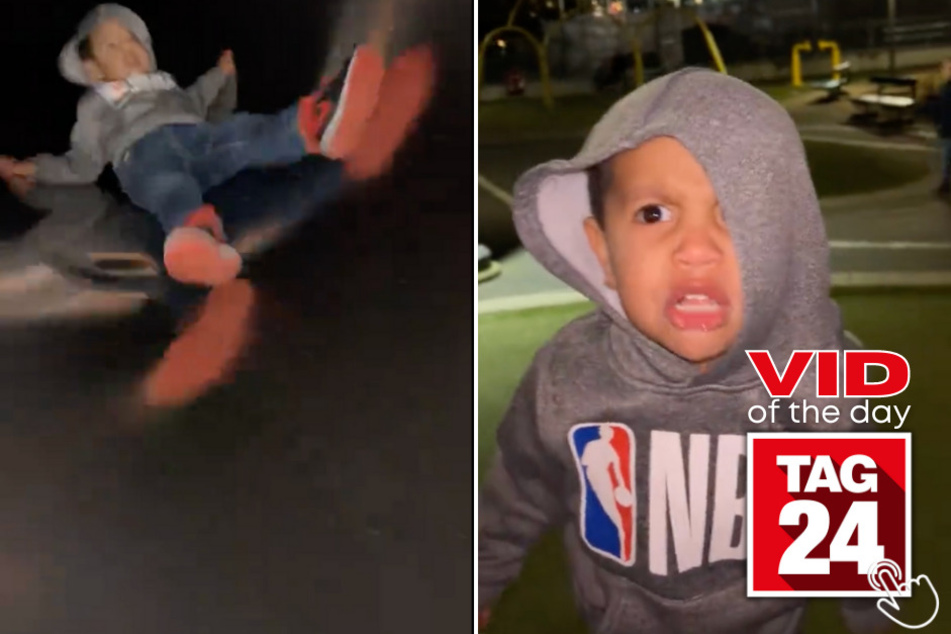 Today's Viral Video of the Day features a little boy who was definitely not scared after going down a dark slide!