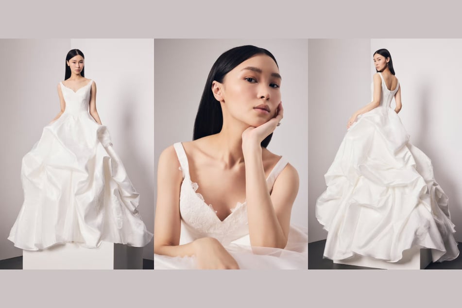 Vera Wang Satin Tank Ball Gown with Skirt Pickups