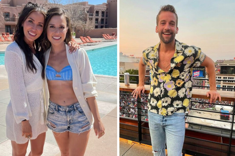 Katie Thurston (center) hoped that a double-date with Kaitlyn Bristowe (l.) and her fiancé would ignite a spark with Connor Brennan (r.).