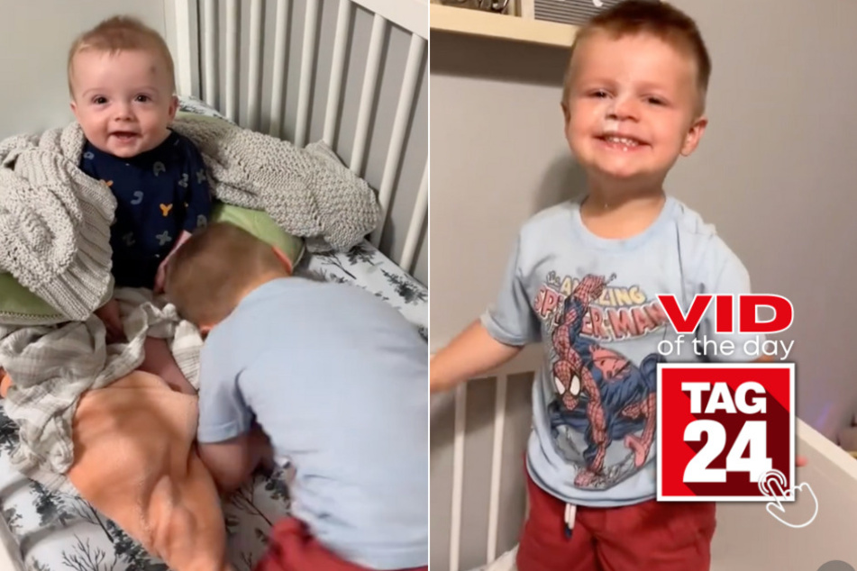 Viral Video of the Day for August 28, 2024: Baby gives brother a morning surprise: "Bad timing bud"