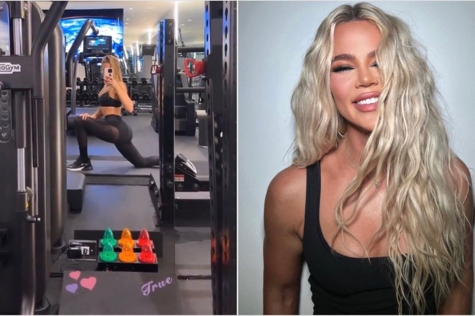 Khloé Kardashian flaunted her "revenge body" during her at-home gym session.