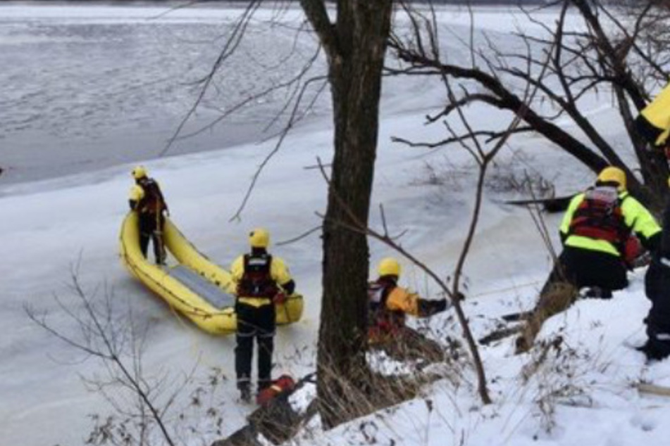 With trained special forces and suitable equipment, firefighters from Ottawa rescued the dog from the icy cold water.