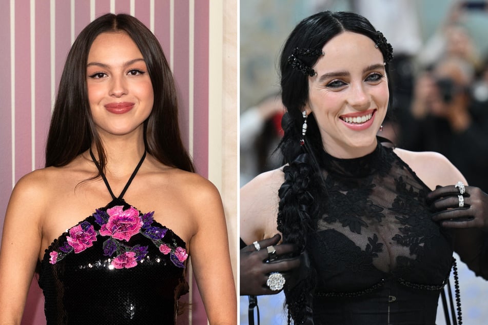 Billie Eilish (r) has revealed that Olivia Rodrigo's rapid rise to fame partially inspired her song Goldwing.