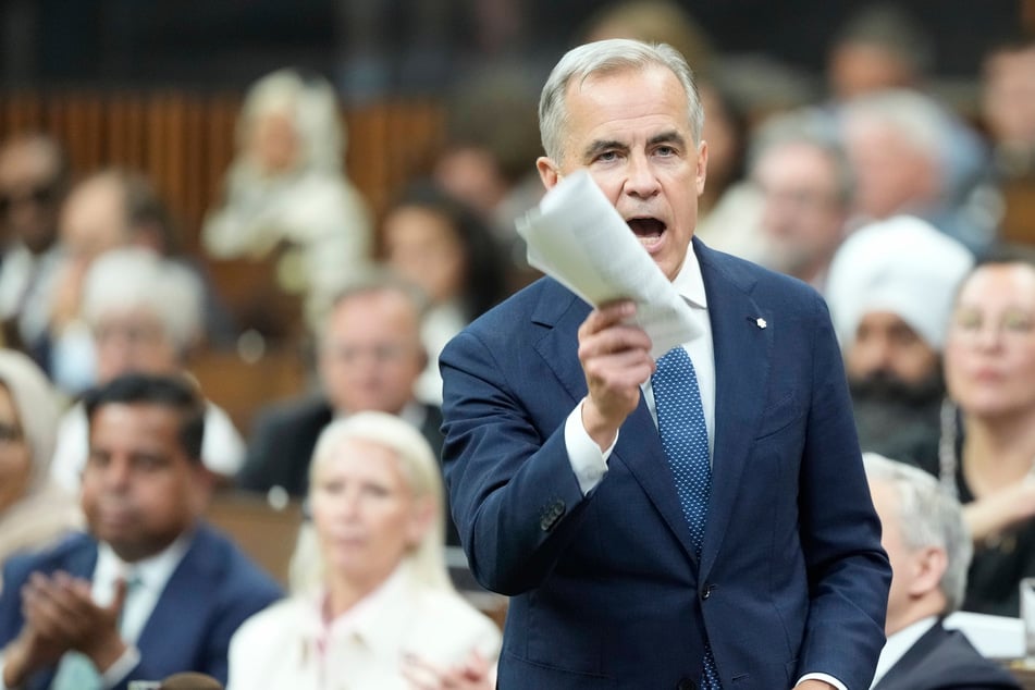 Canadian Prime Minister Mark Carney gives remarks to parliament during Question Period on Tuesday.