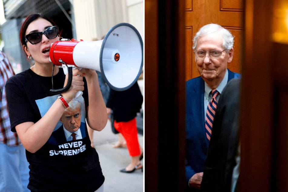 In a recent social media post, influencer Laura Loomer (l) claimed that Senator Mitch McConnell (r) is "brain dead" and will not be returning to the Senate.