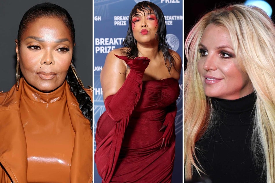 Lizzo (c.) has gotten Britney Spears (r.) fans up in arms after throwing some seeming shade in Brit's direction in an attempt to defend Janet Jackson (l.)