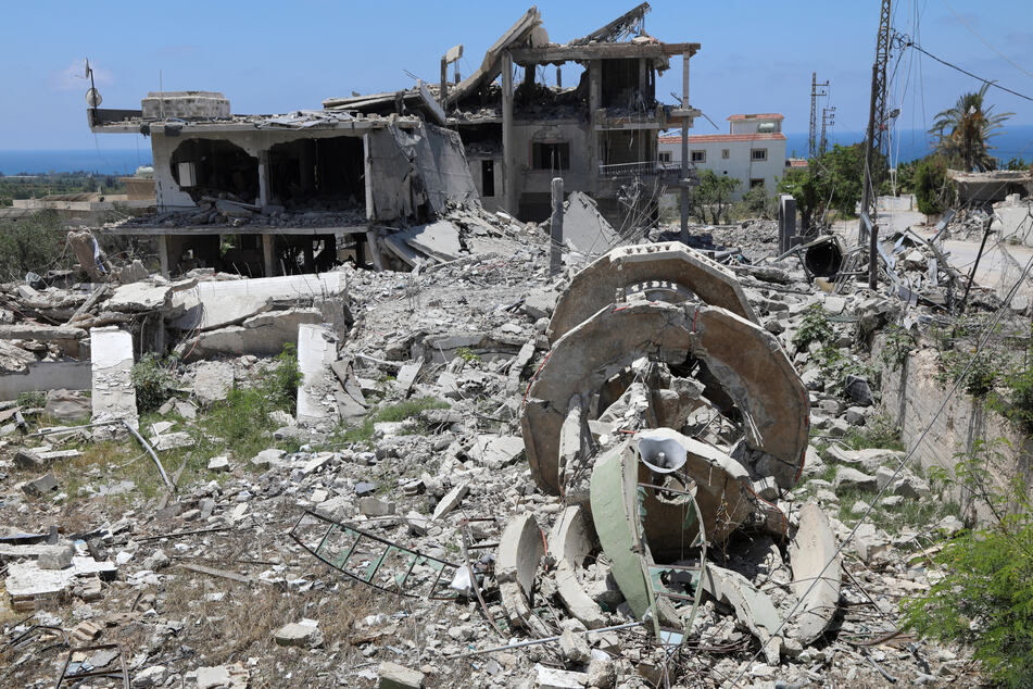 A picture taken on Friday shows the site of an Israeli attack that destroyed houses and carpentry shops in the village of Al-Qlailah in the Tyre district in southern Lebanon.