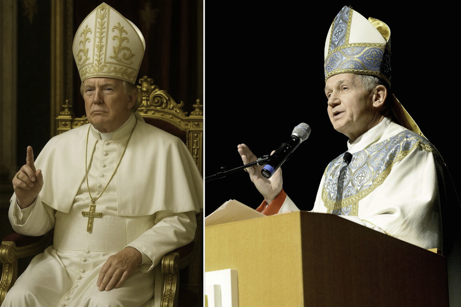 Bishop Thomas John Paprocki (r.) has demanded an apology after President Donald Trump posted an AI-generated image of himself as the next pope.