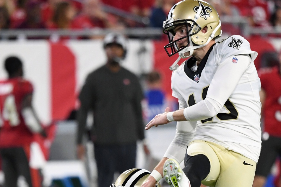 Saints kicker Brett Maher kicked three field goals against the Bucs on Sunday night.