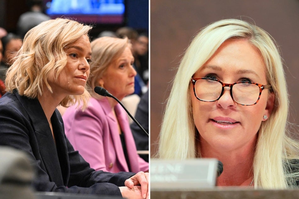 During a recent hearing, Marjorie Taylor Greene (r.) and other Republicans grilled the heads of PBS and NPR as they seek to pull their federal funding.