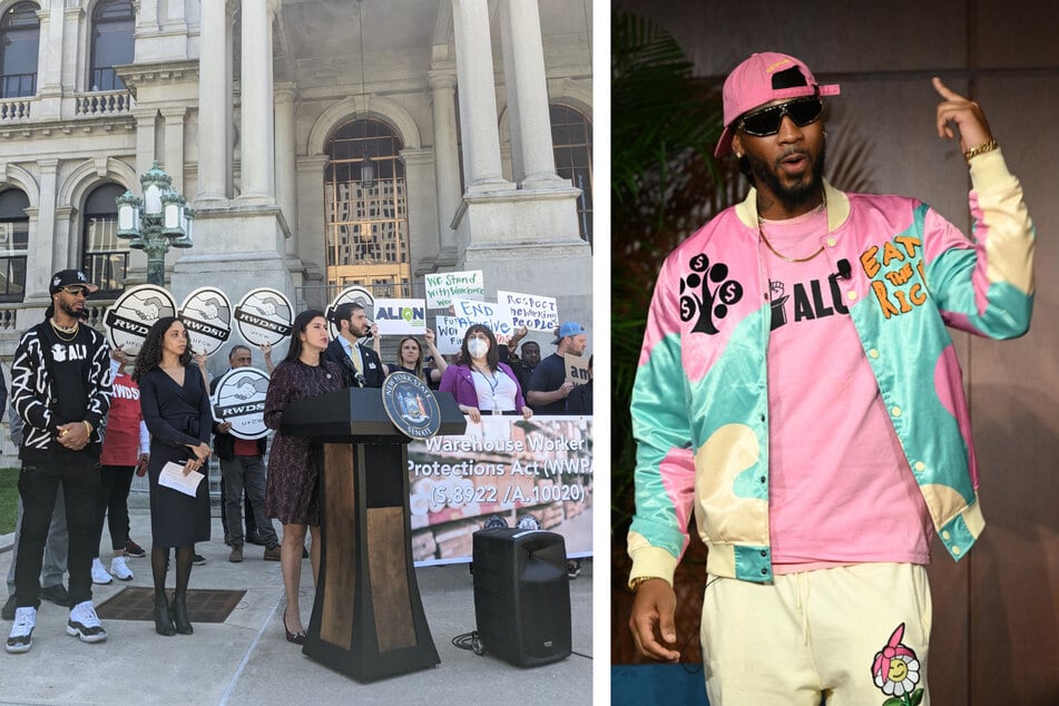 Christian Smalls and labor activists rally in Albany for warehouse worker protections