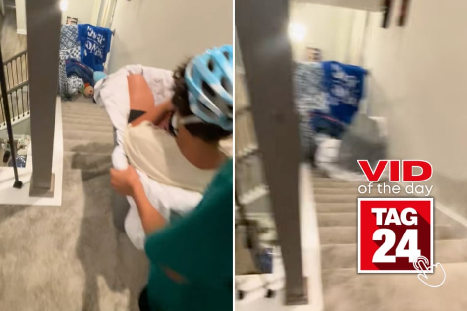 Viral Video of the Day for May 1, 2026: Boys' staircase stunt goes hilariously wrong