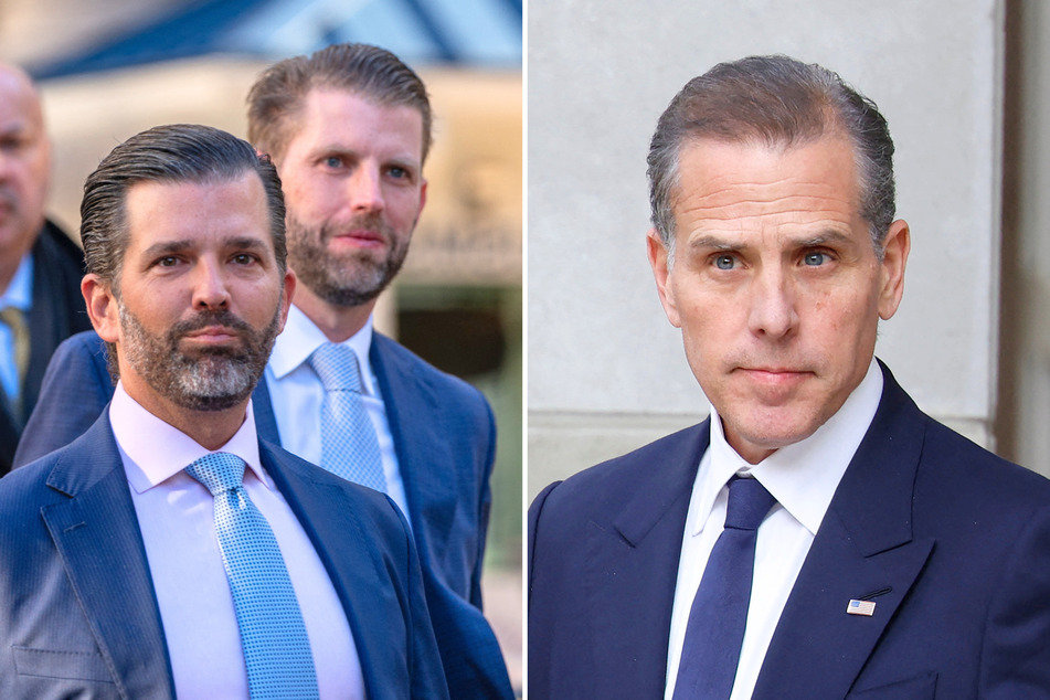 In a recent video shared on social media, Hunter Biden (r) said he is interested in taking on Donald Trump's two eldest sons (l) in a cage match.