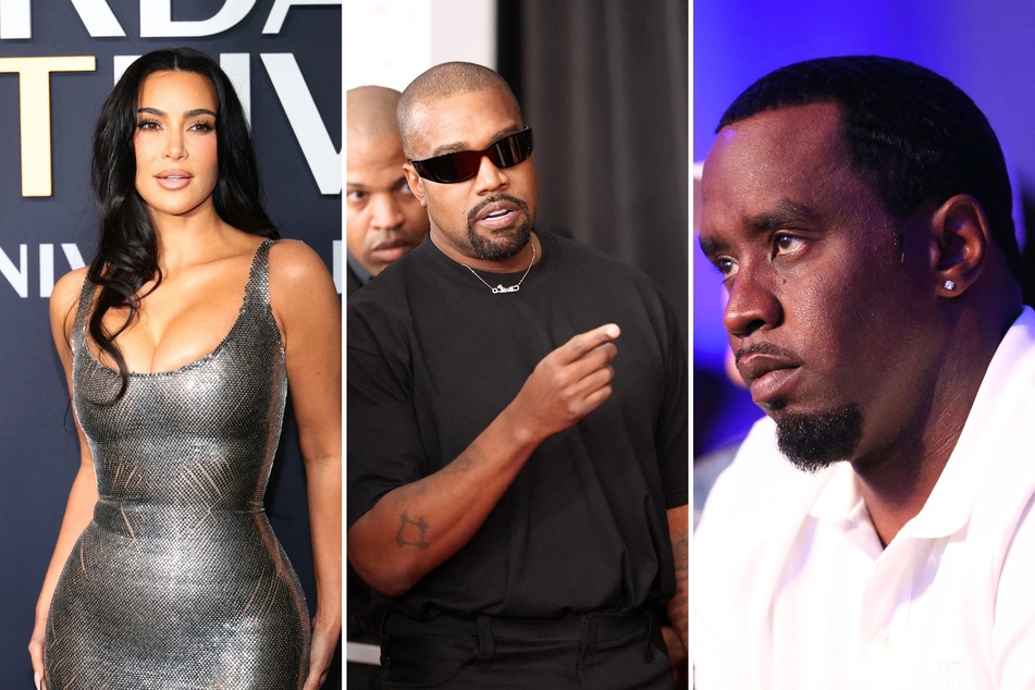 A recent video shared on social media shows Sean Combs (r.) giving Kanye West (c.) advice from prison amid an ongoing feud with Kim Kardashian.