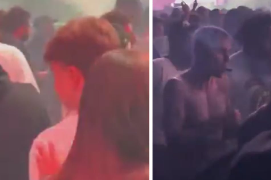 In a viral clip, Hailey Bieber appears to lead her teenage brother-in-law away from Justin (r.), who is smoking a joint.