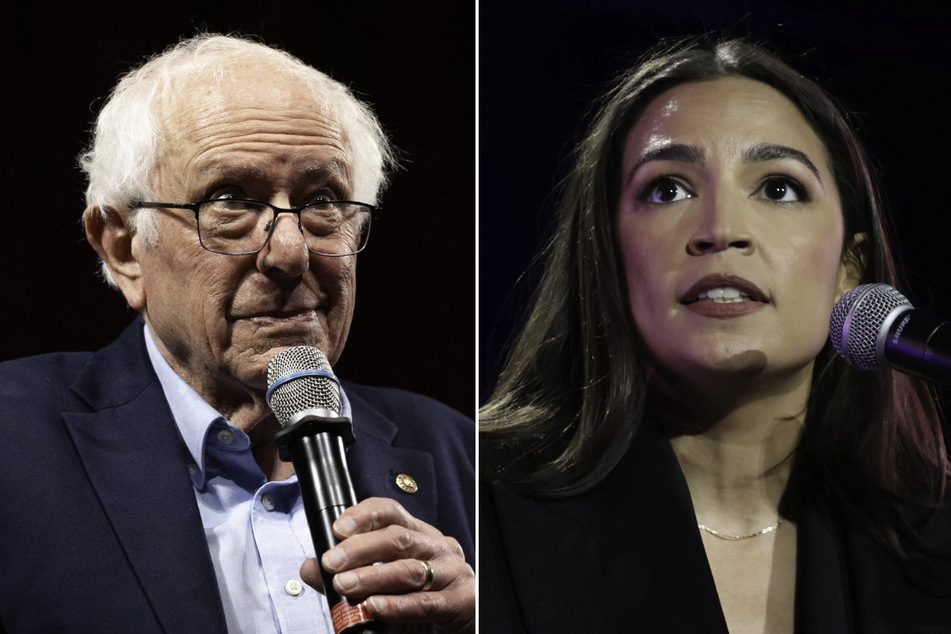 Senator Bernie Sanders (l.) and Representative Alexandria Ocasio-Cortez are introducing a bill that would impose a moratorium on the construction of new AI data centers.