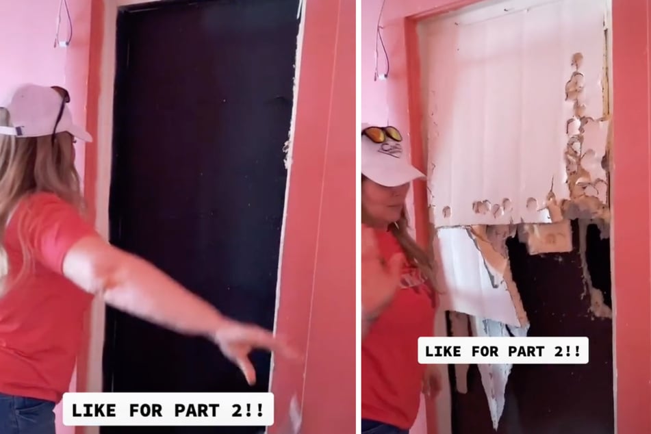 Indeed: Behind a mirror the two women found a black door!