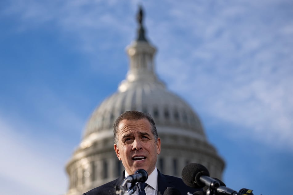 Hunter Biden at a press conference defending his father, the President, on Wednesday.