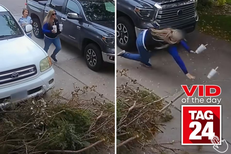 This mom took a hilarious tumble while walking home with her kids, but she was more upset about spilling her sodas than the fall itself.