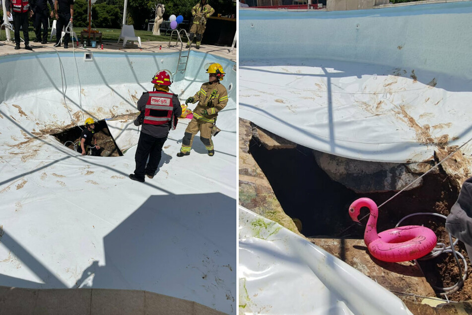 Pool party ends in tragedy as huge sinkhole suddenly opens up