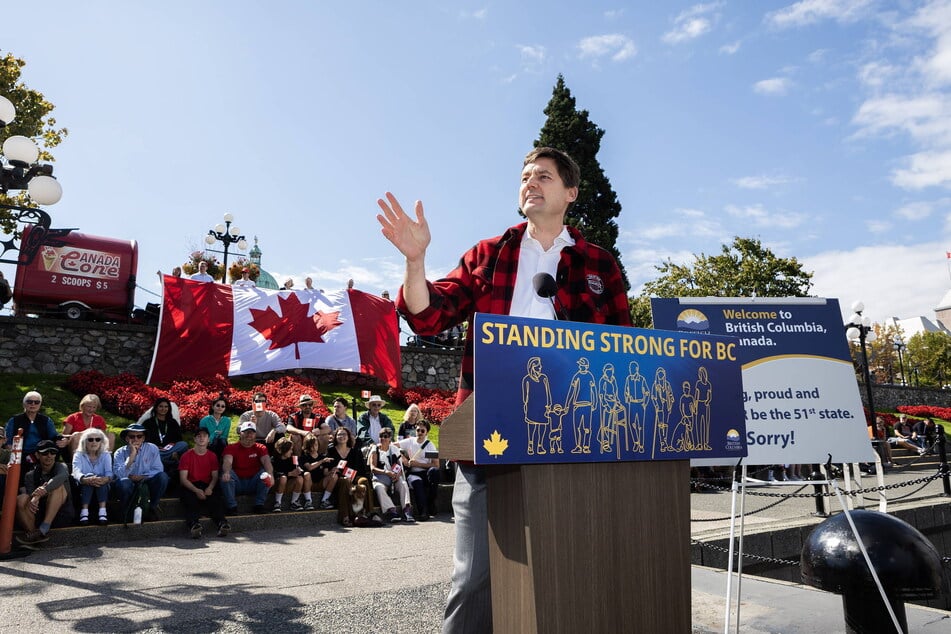 British Columbia Premier David Eby unveiled new signs set to be put up at US border crossings that push back against President Donald Trump's attacks.