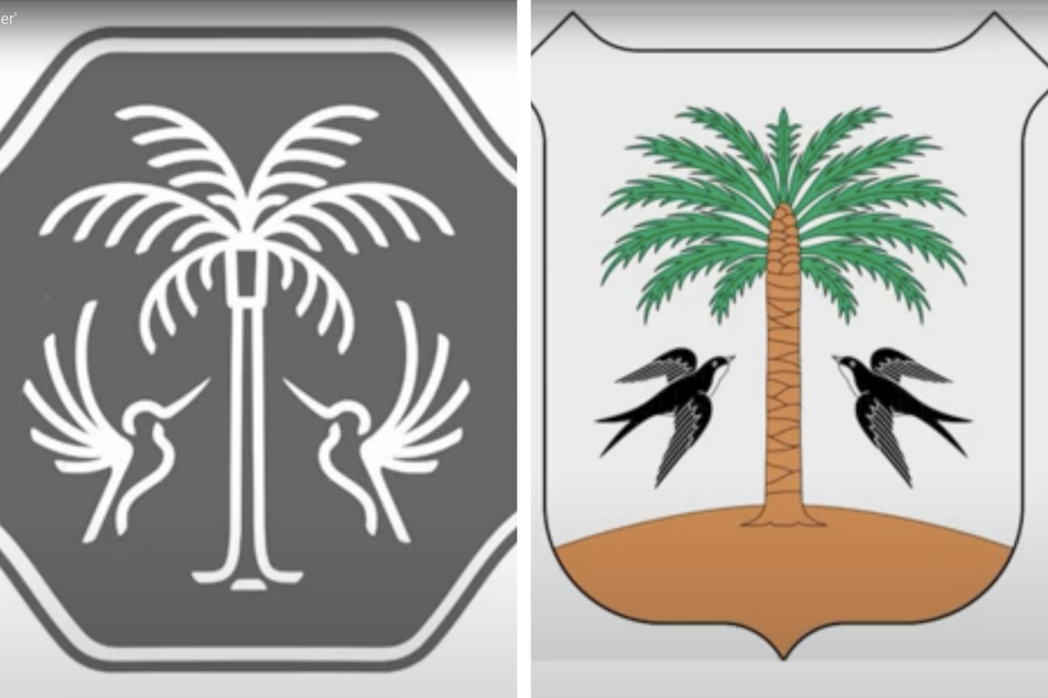 Meghan Markle's "As Ever" brand logo (l.) bears a noticeable resemblance to the coat of arms of the small Spanish town of Porreres (r.).