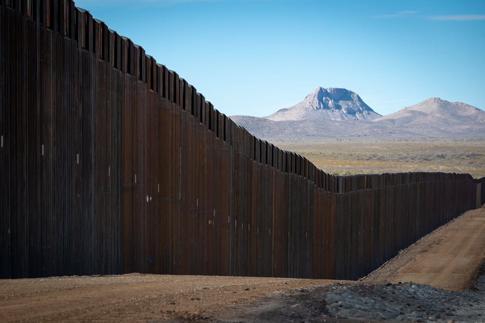 The Trump border wall system near Douglas, Arizona, before flooding destroyed sections of the fencing.