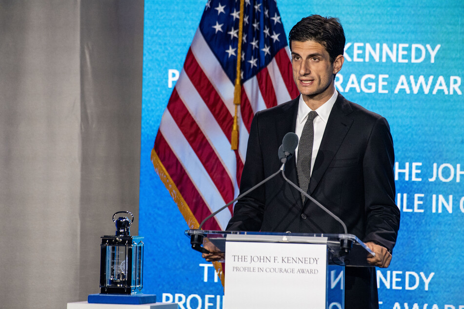 Jack Schlossberg speaks during the 2025 John F. Kennedy Profile in Courage Award Ceremony at the John F. Kennedy Presidential Library and Museum in Boston, Massachusetts, on May 4, 2025.