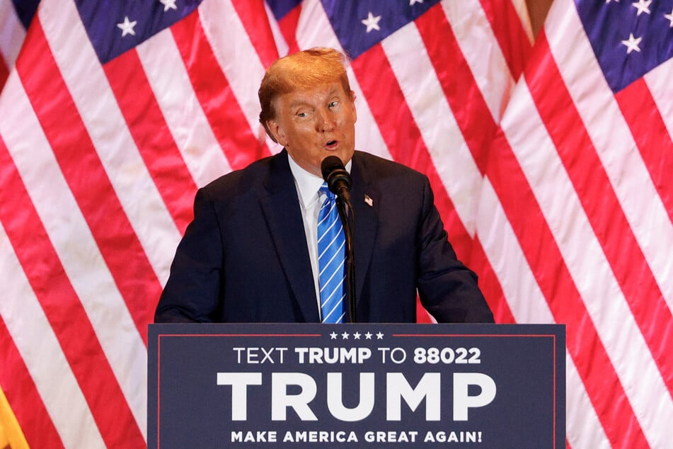 Donald Trump speaks at a watch party event to mark the Super Tuesday primary elections at his Mar-a-Lago property in Palm Beach, Florida.