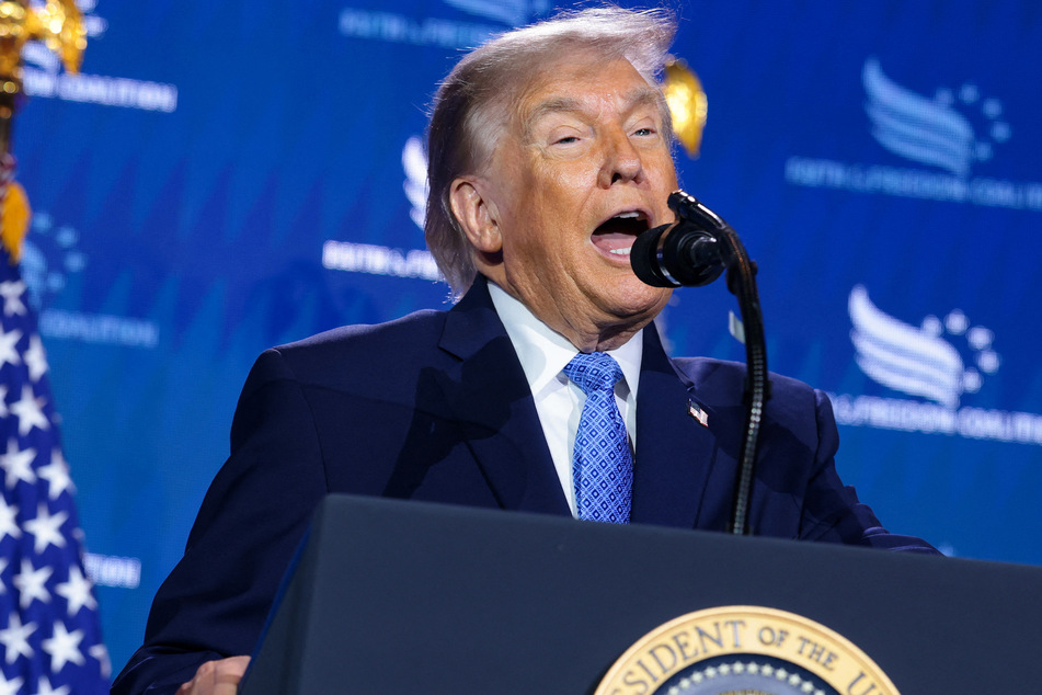 Trump accused Democrats of being "godless communist" in a fiery speech to evangelicals.