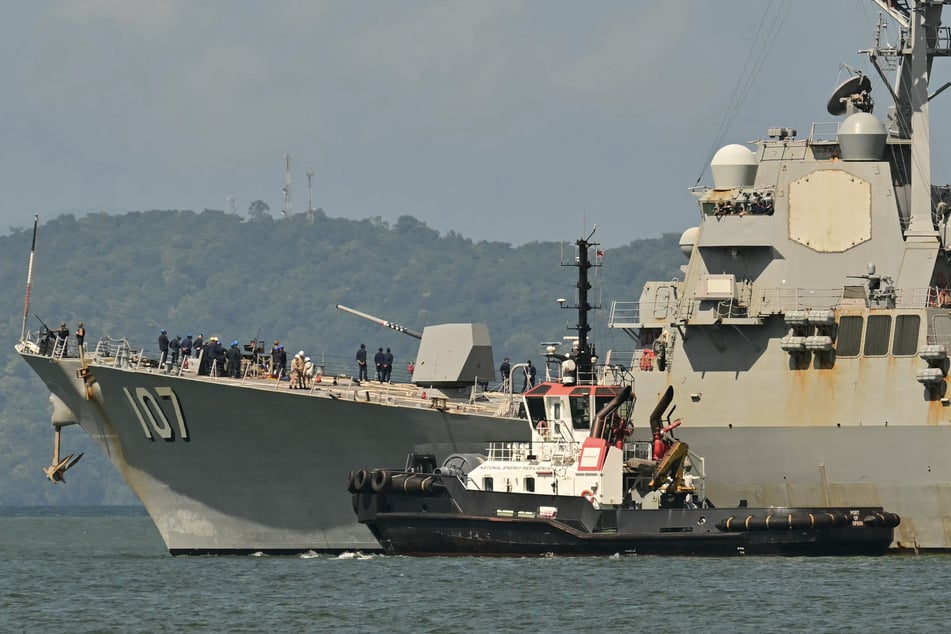 The USS Gravely, a US Navy warship, departs Trinidad and Tobago's Port of Port of Spain on October 30, 2025.