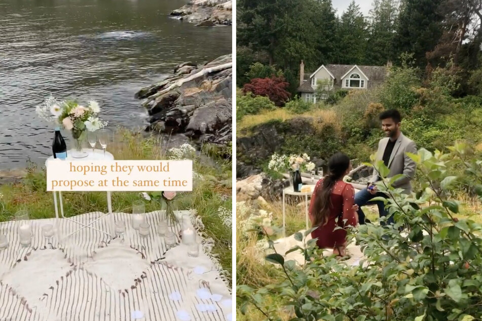 Great minds think alike! This romantic proposal took an unexpected turn