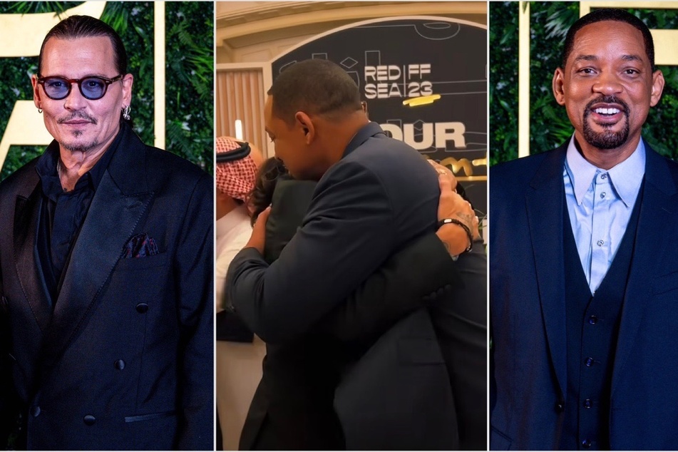 Will Smith (r) had a sweet encounter with fellow actor Johnny Depp at the recent Red Sea Film Festival.