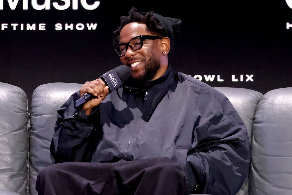 Kendrick Lamar speaks during the Super Bowl LVIX Pregame & Apple Music Super Bowl LVIX Halftime Show Press Conference on Thursday in New Orleans, Louisiana.