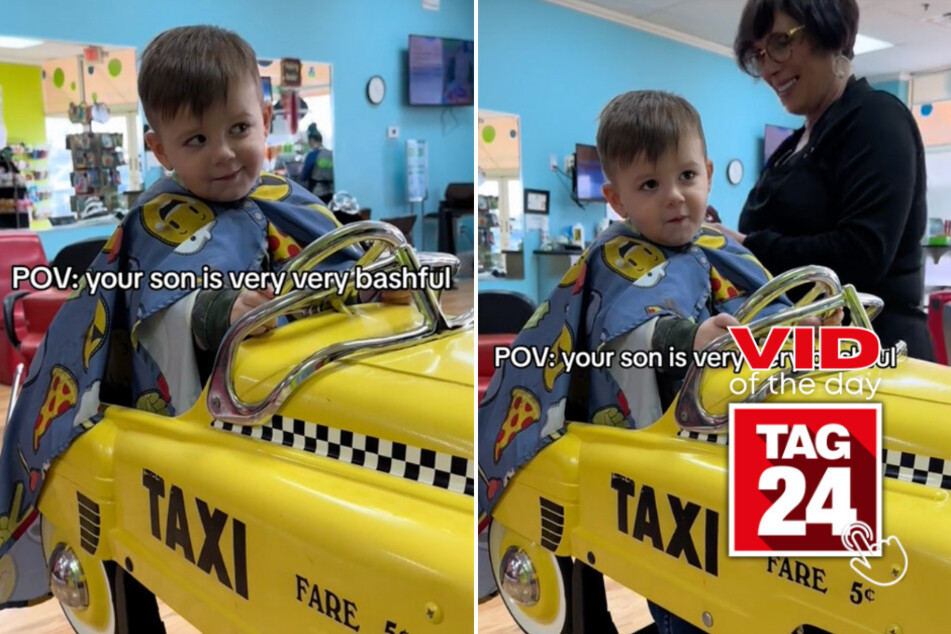 Viral Video of the Day for July 29, 2024: "Bashful" son can't get enough of his cute new haircut!