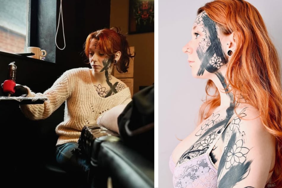 Next, Alitia wants to add some floral elements to make her tattoo look more feminine.