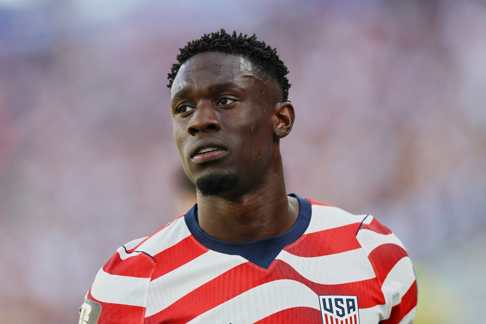 Folarin Balogun reacts after receiving a red card on July 1, 2026.