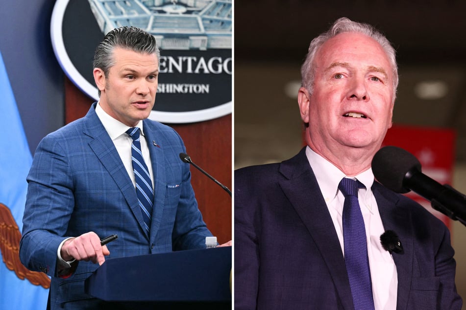 Democratic Senator Chris Van Hollen (r) recently criticized Secretary of Defense Pete Hegseth (l) after he declared victory in President Donald Trump's war against Iran.